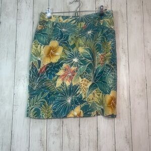 Kriss Kross Tropical Print Silk Skirt 10